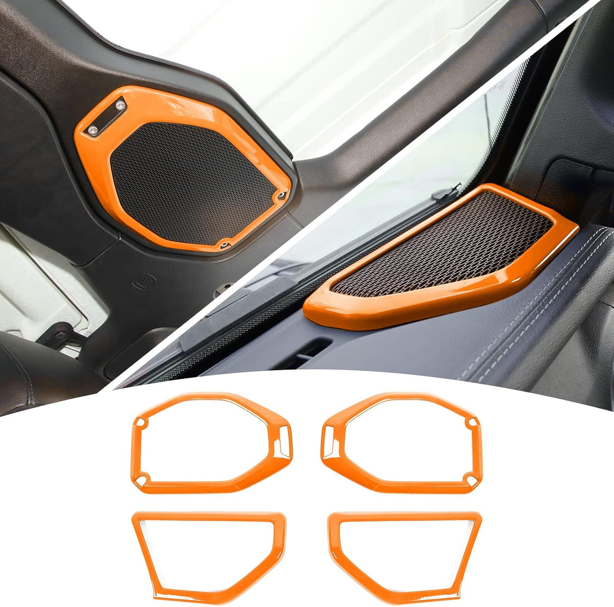 4PCS Car Roof Speaker & A Pillar Speaker Cover Trim Interior Accessories (Pink) M2314