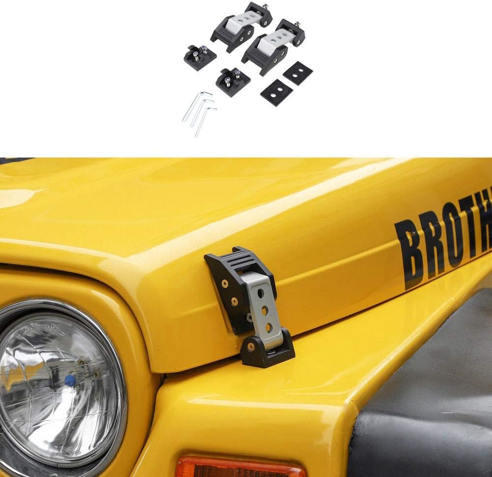 Stainless Steel Latch Locking Hood Catch Kit for Jeep Wrangler JK JKU (Silver) Pack of 2 M7057
