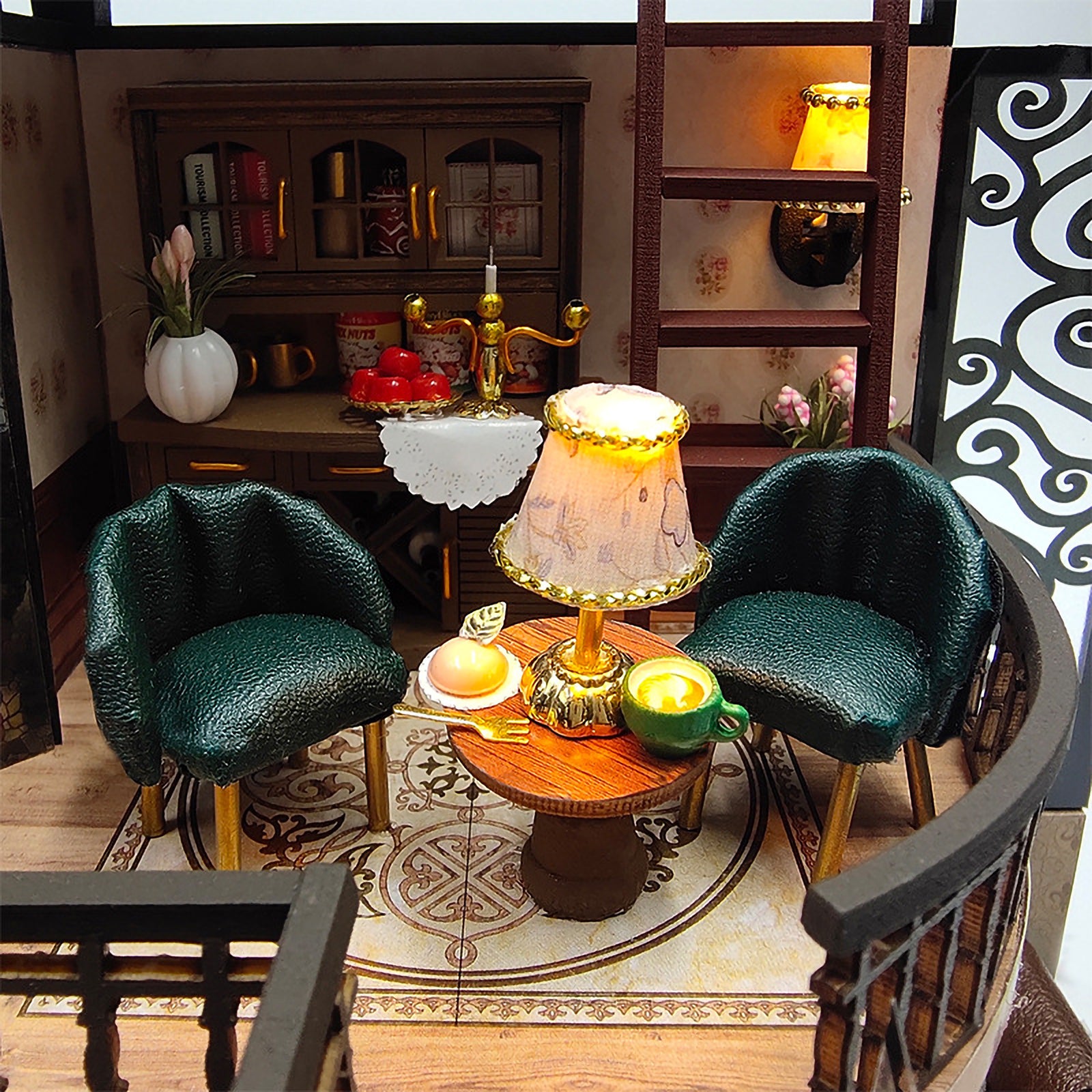 Dream Building Pavilion Dollhouse Miniature DIY House Kit with Furniture M2685
