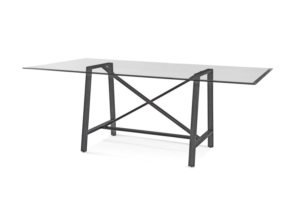 Rectangular Metal & Glass Dining Table in Pewter X641919