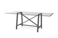 Rectangular Metal & Glass Dining Table in Pewter X641919