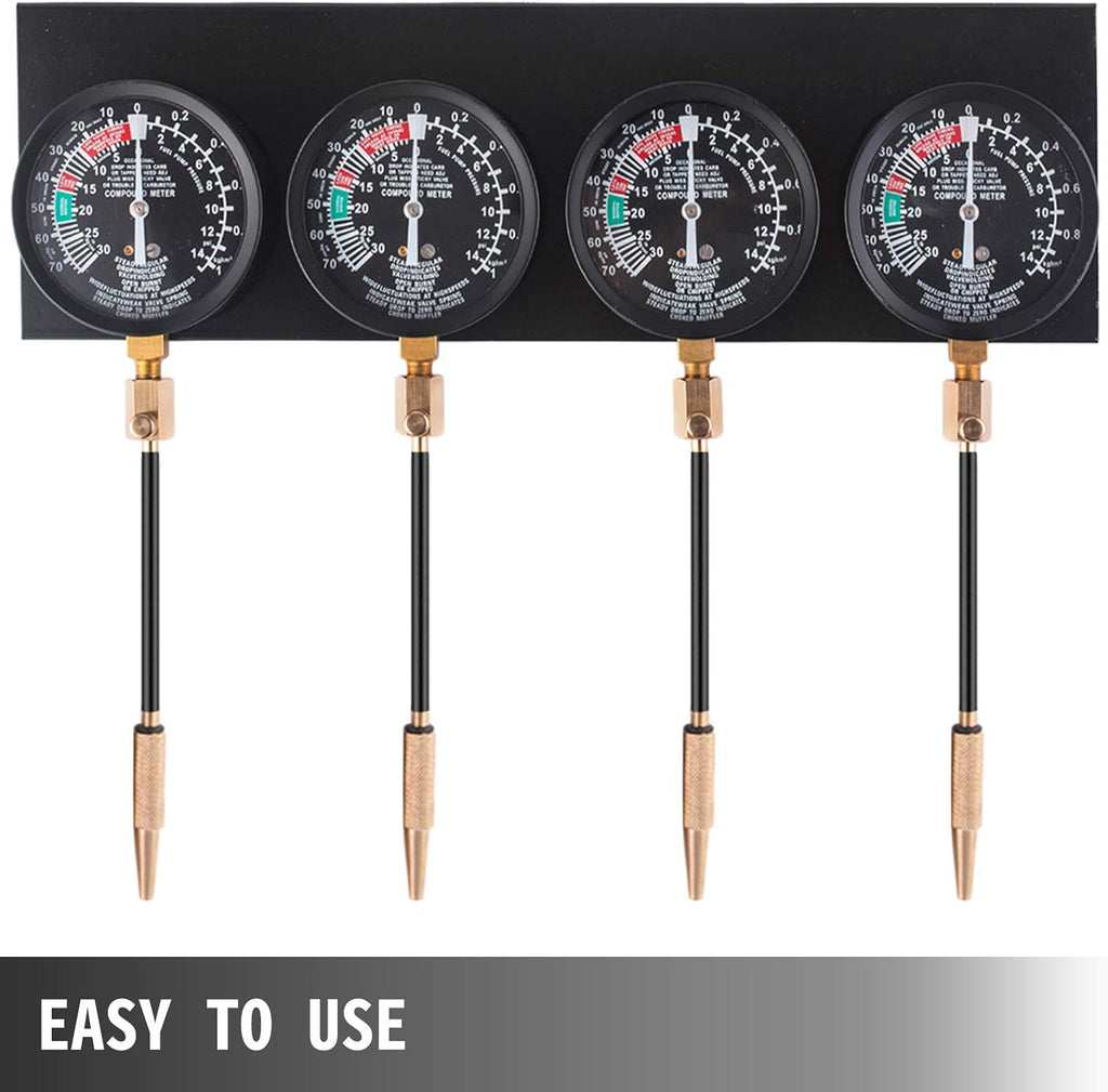 Fuel Vacuum Carburetor Synchronizer Gauge Set with Rubber Hose Pack of 2 Q42844