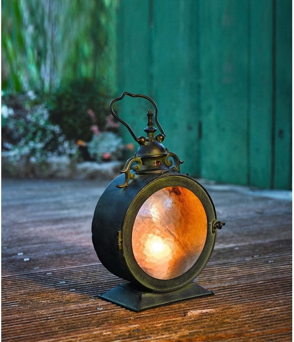 Metal Round Hanging Candle Lantern with Curved Glass Insert B5700