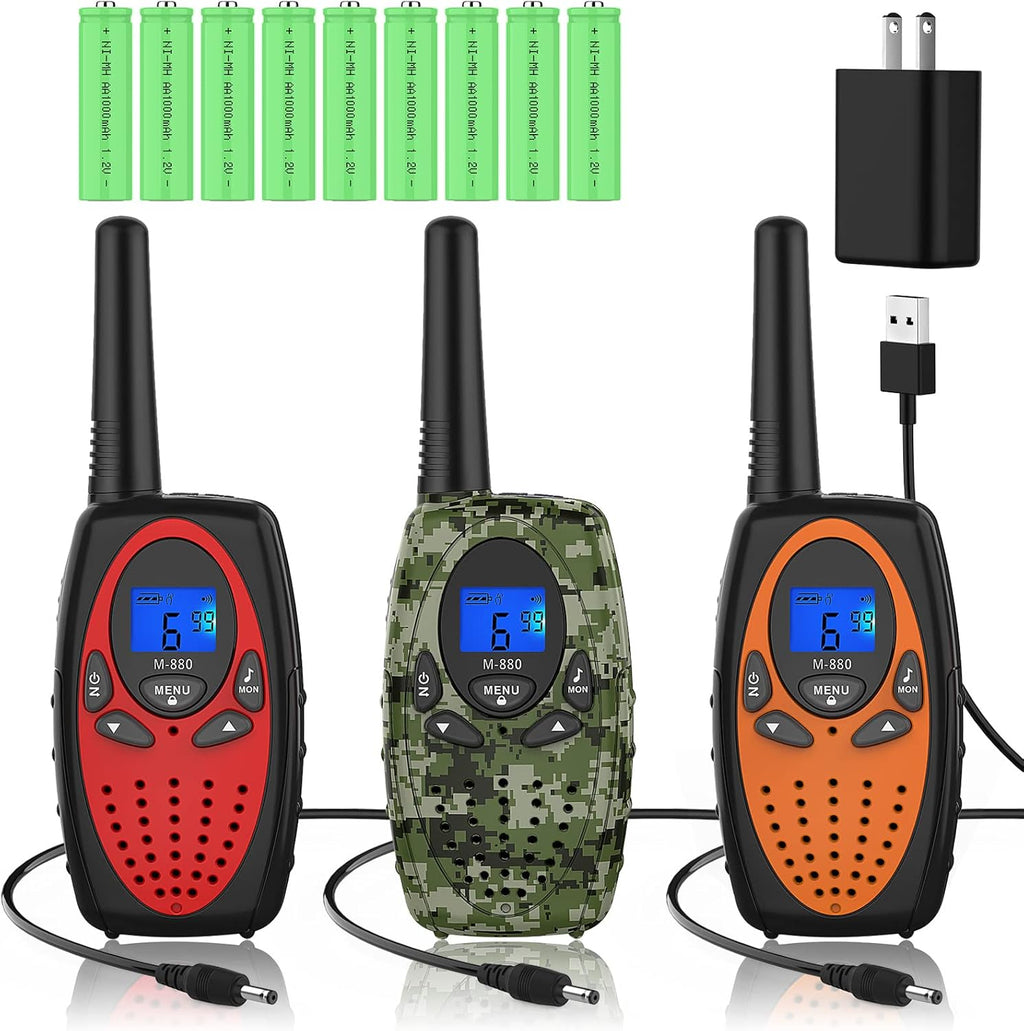 Rechargeable Walkie Talkie with 12 X 1000Mah Batteries and Charger, Two Way Radio Up to 3 Miles R61197