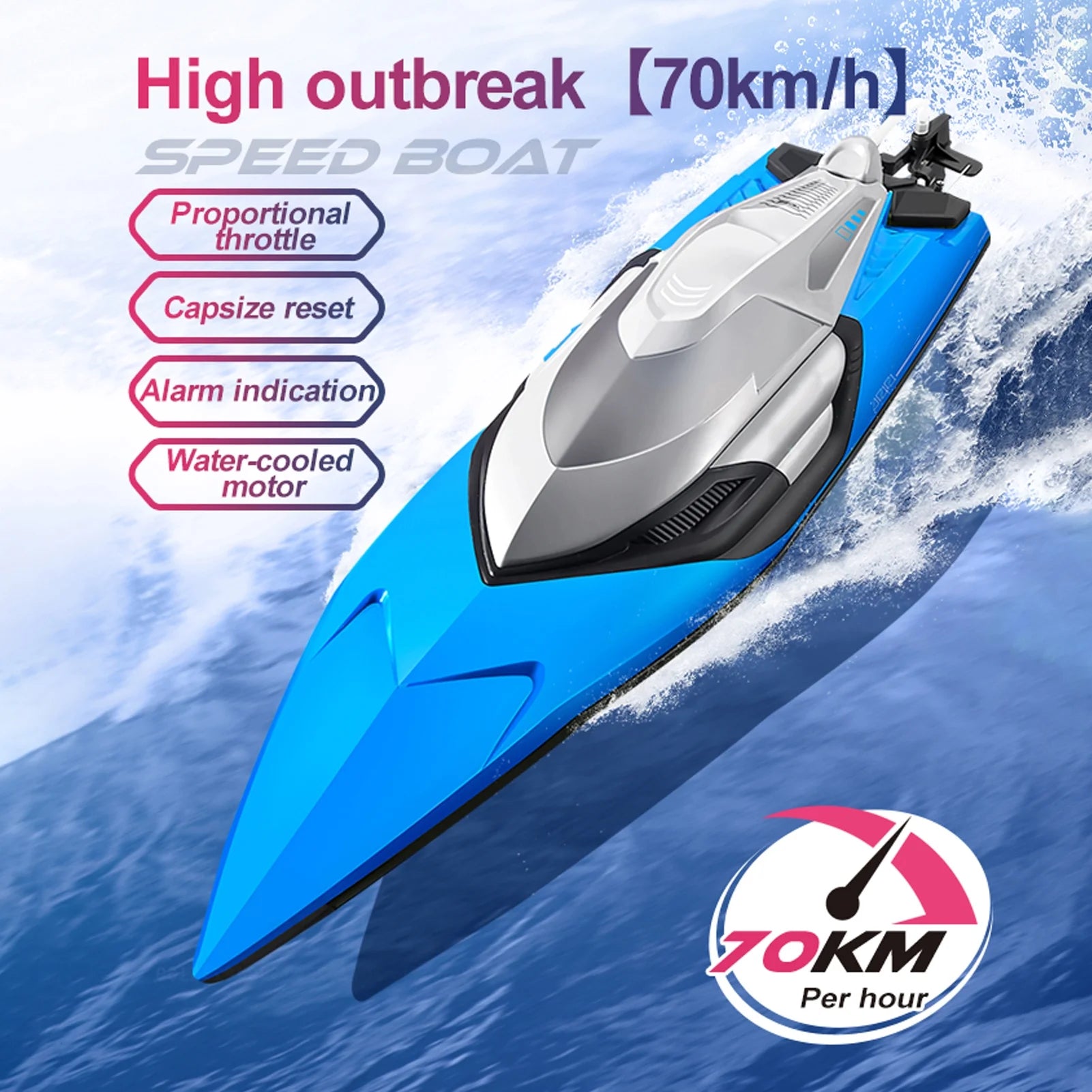 70kmh High Speed 2.4GHz RC Boat with 2 Battery C394250