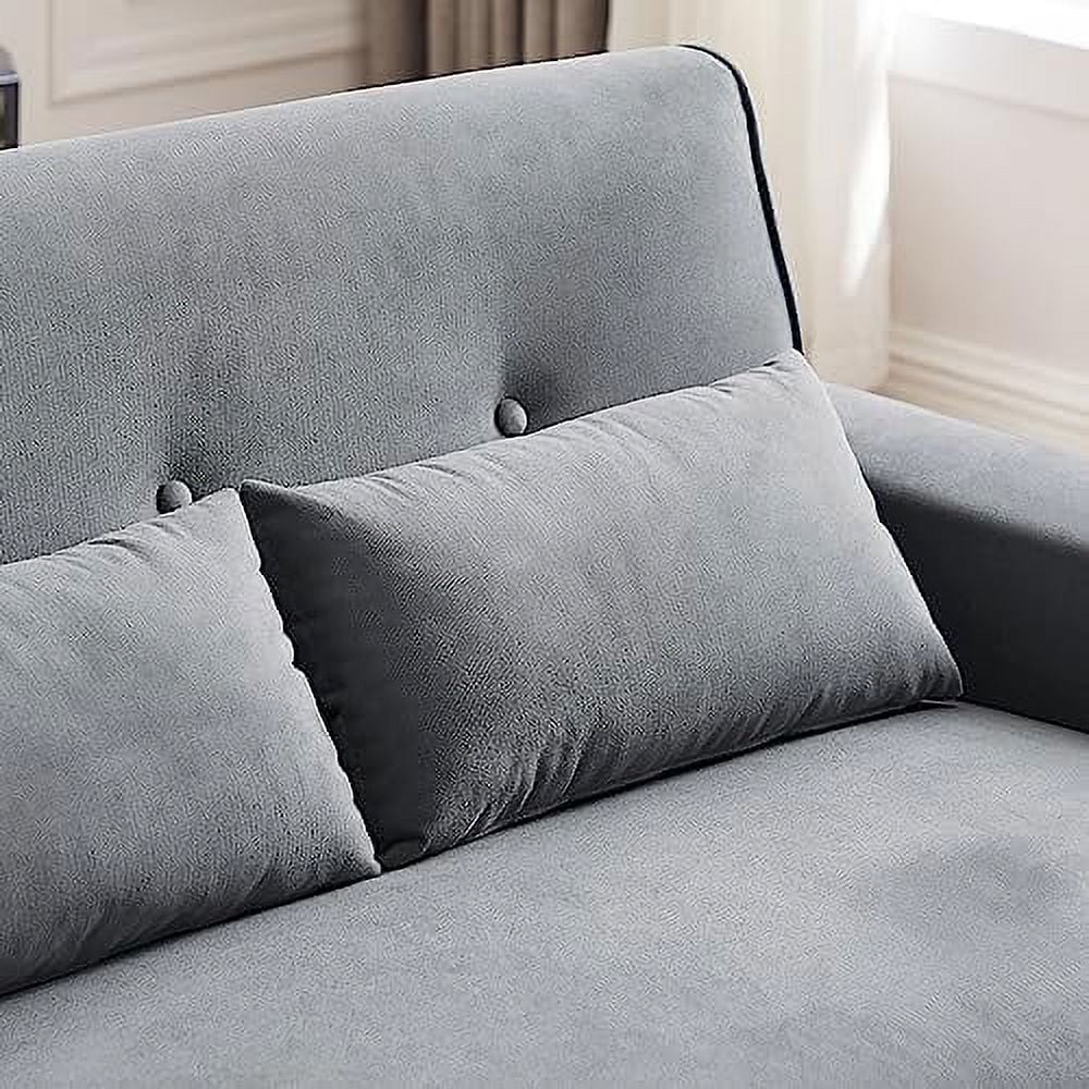 Light Grey 2 Seat Tufted Loveseat Sofa with Throw Pillows S87796