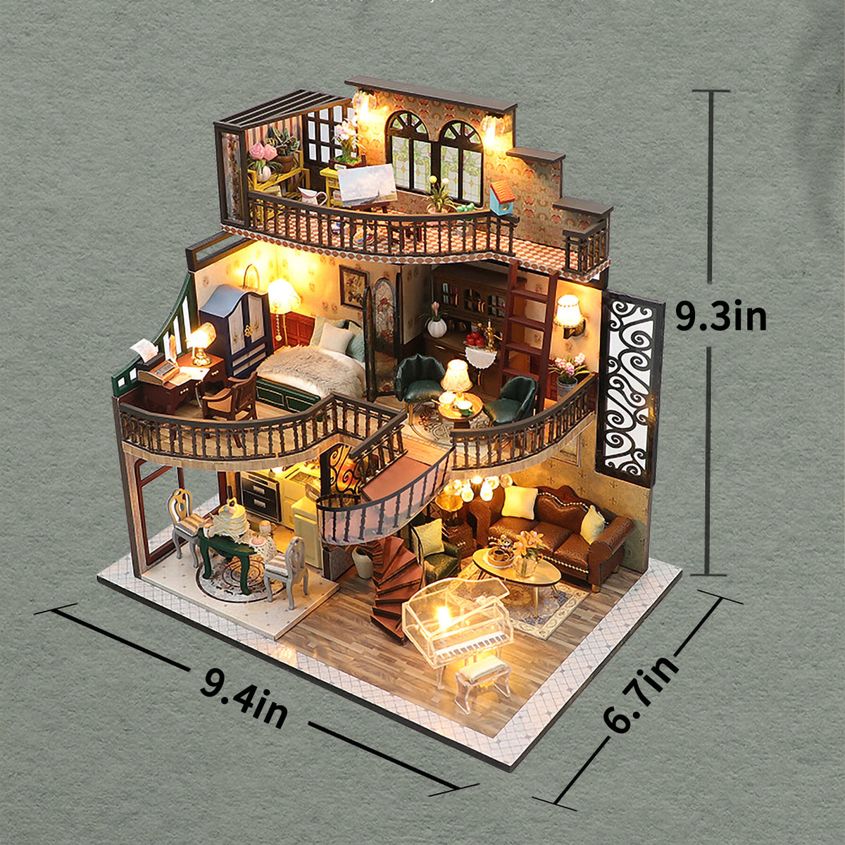 Dream Building Pavilion Dollhouse Miniature DIY House Kit with Furniture M2685
