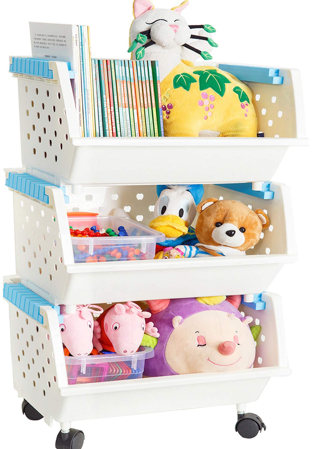4 Baskets Kids' Toys Storage Organizer with Wheels R913448