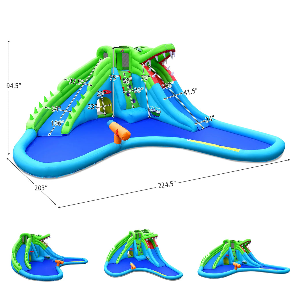Inflatable Kid Bounce House with Dual Slide and Splash Pool P869