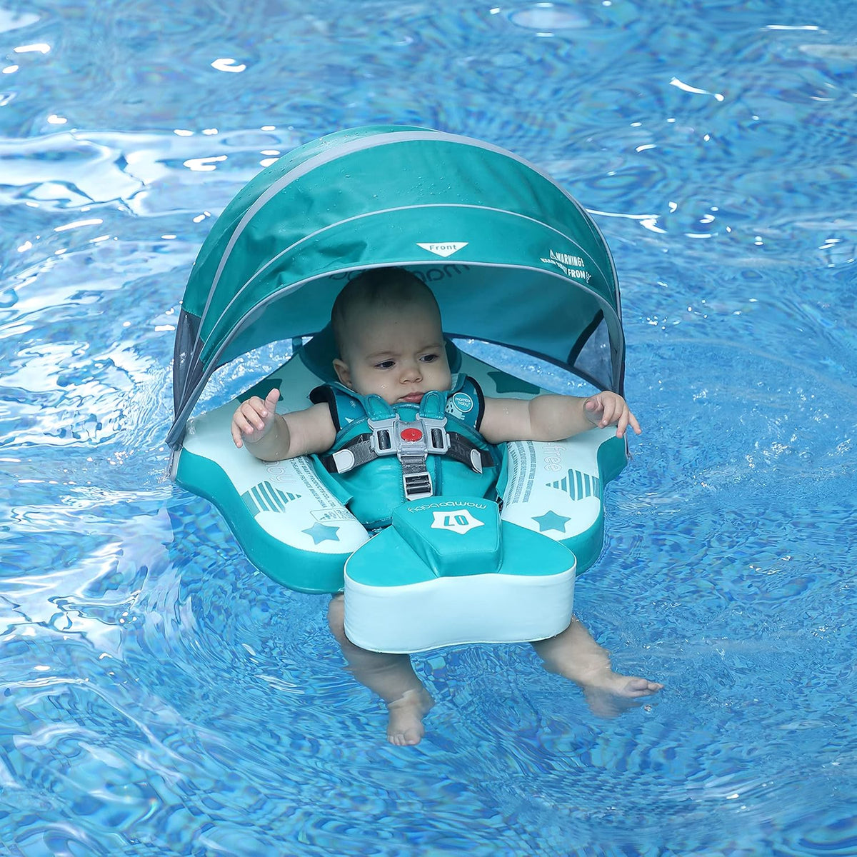 Mambobaby Float with Canopy Infant Waist Swimming Ring Swim Trainer Non-Inflatable Floats Toys with Adjustable Safety Strap (Flamingo) D57538