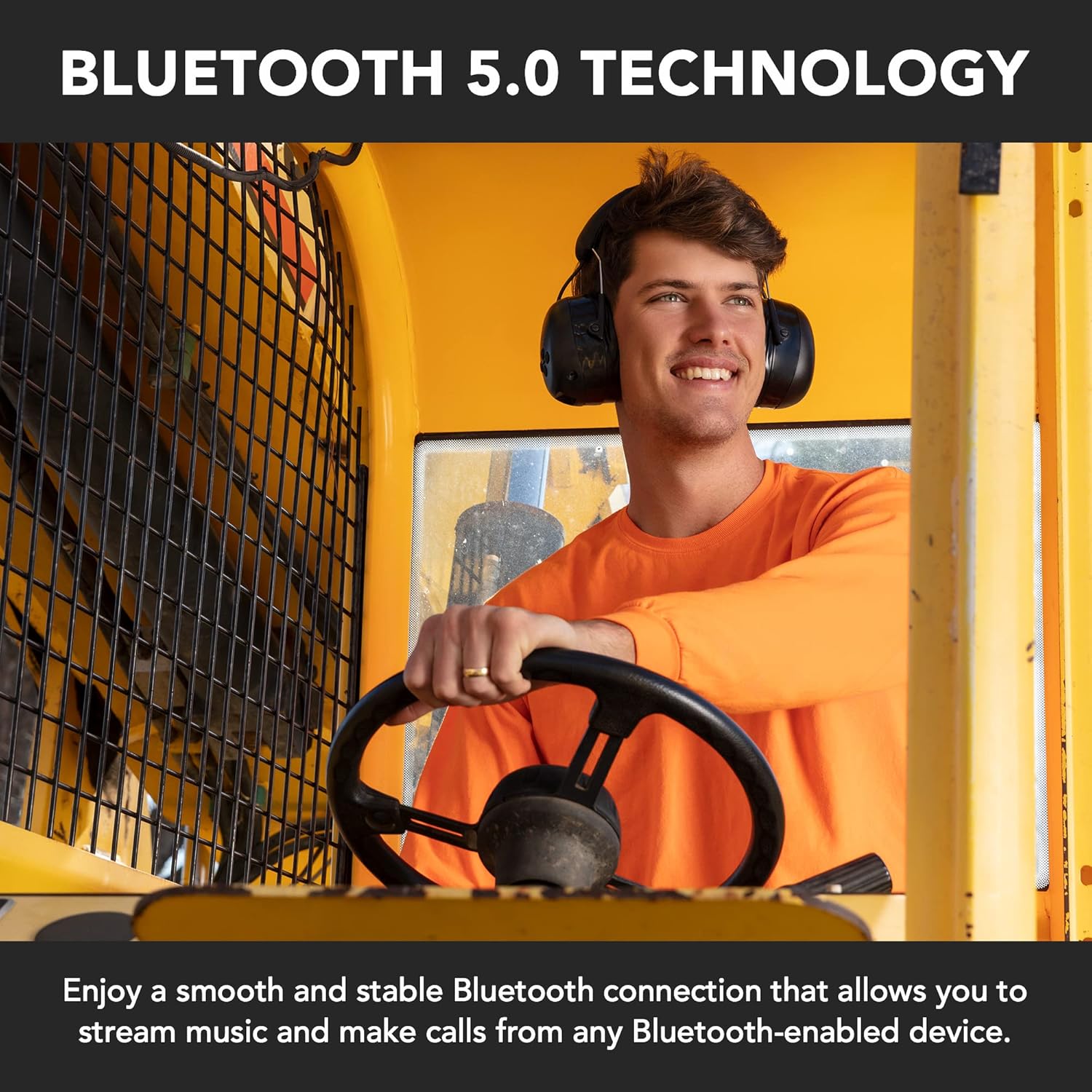 Bluetooth 5.0 Noise Reduction Safety Earmuffs with Adjustable Headband Q487050