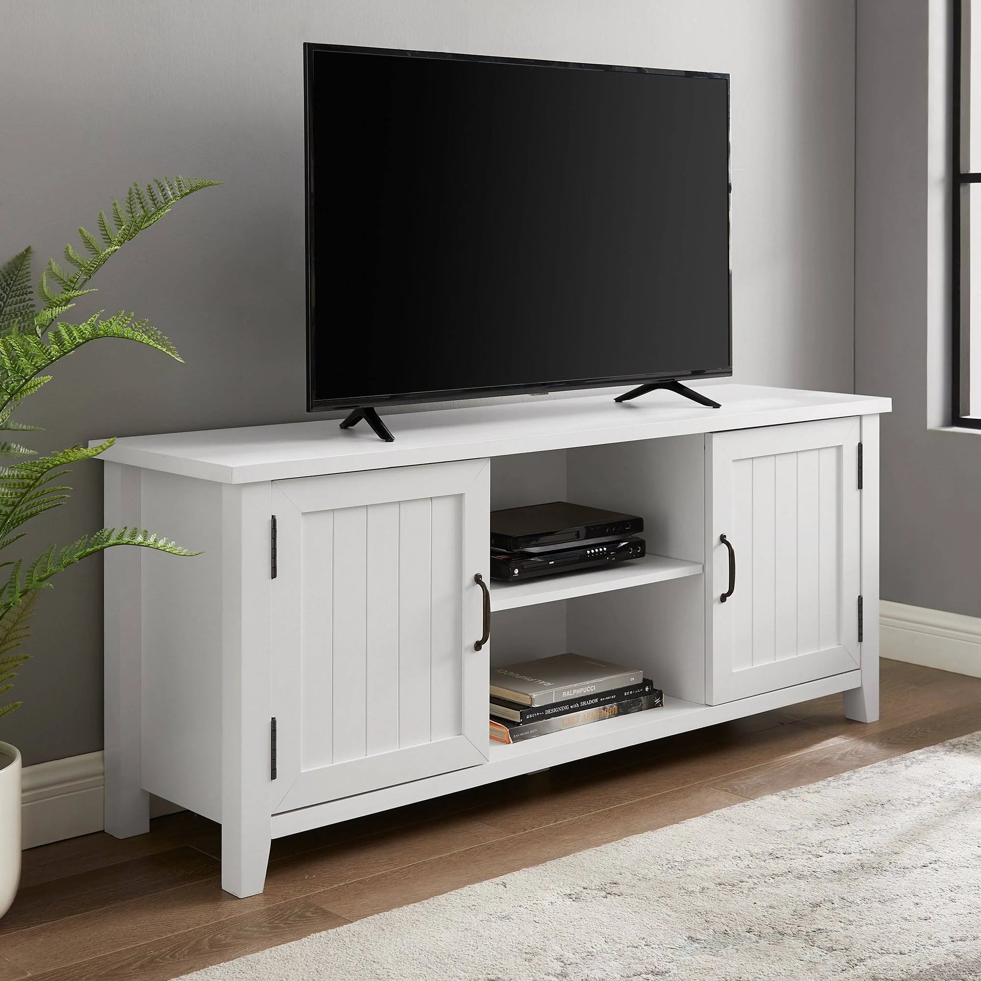 Solid White TV Console I95754