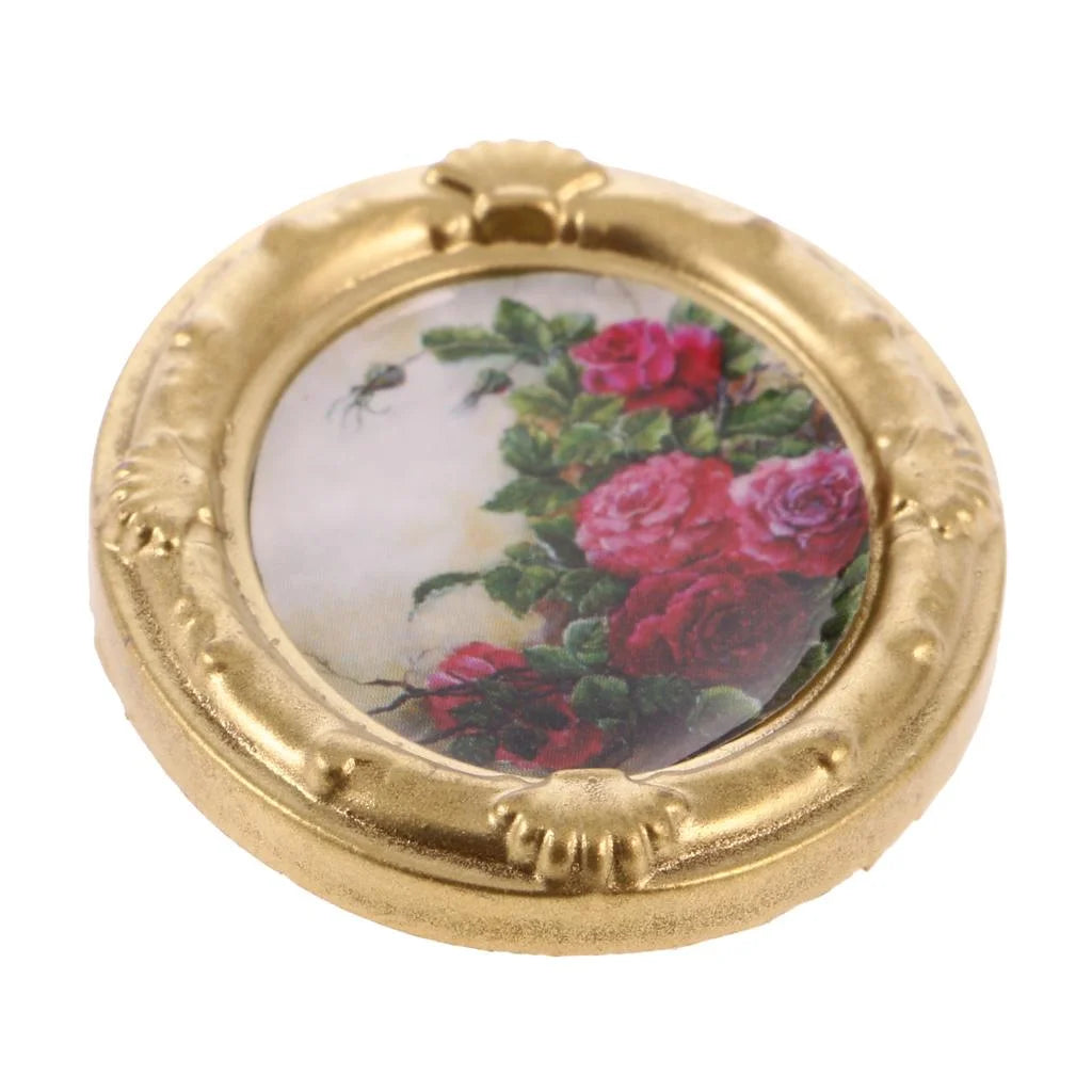 Vintage Mini Metal Dollhouse Decor Furniture Flower Picture Photo C9138