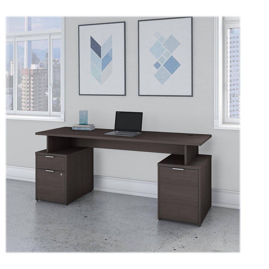 72w Desk with Drawers and Small Storage Cabinet, Storm Gray I2612
