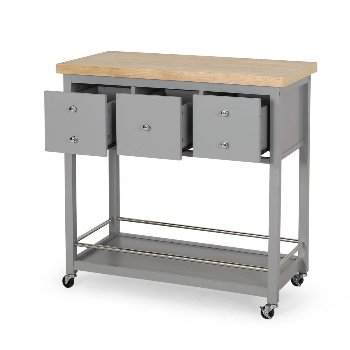 Natural + White Kitchen Cart J786