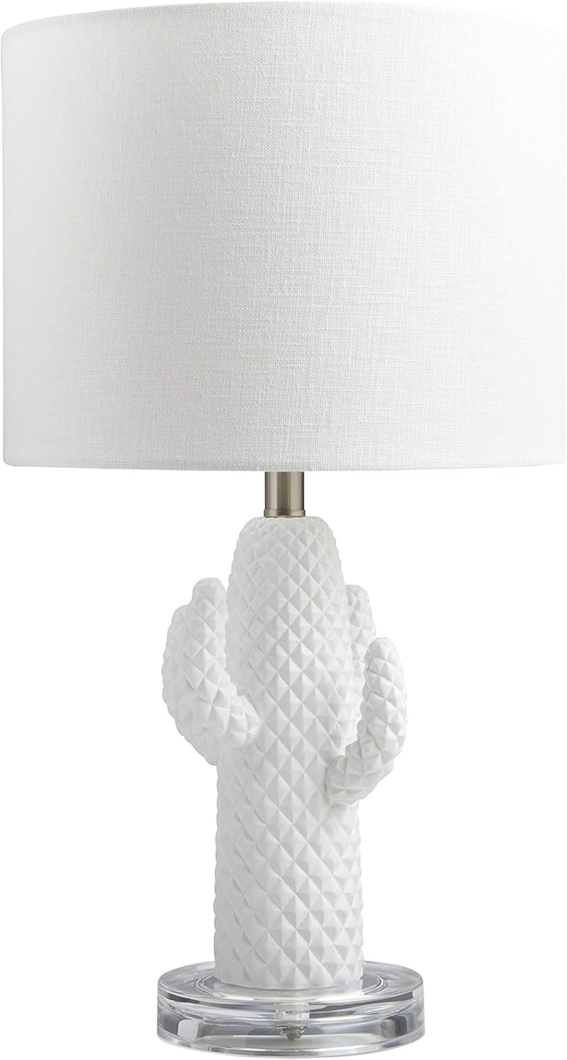 White Linen Shade Table Lamp with Bulb D790037