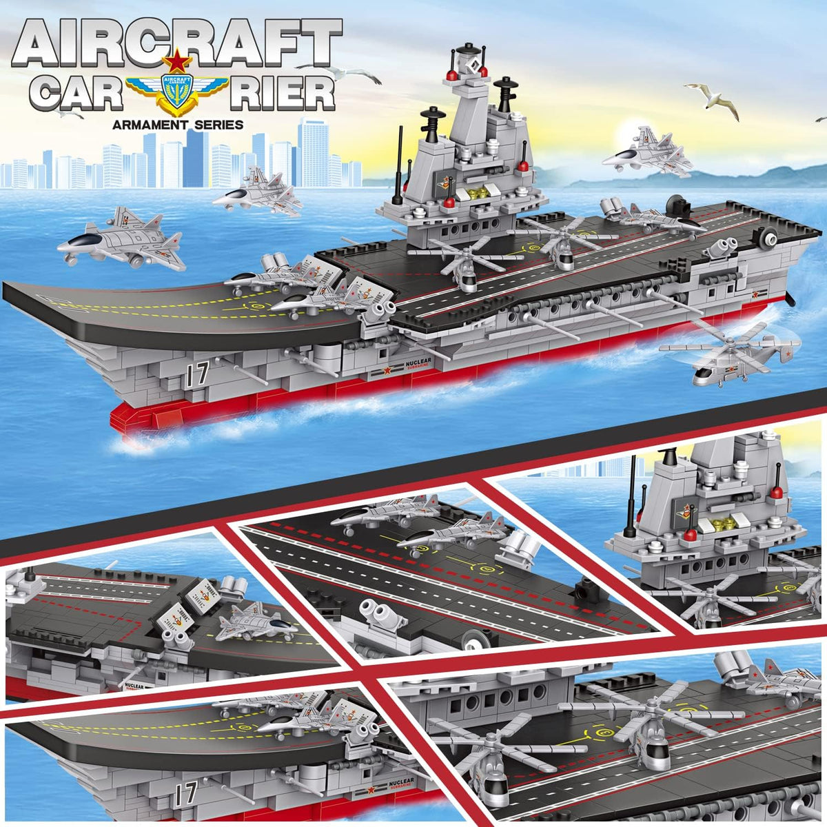 1131 Pieces Military Aircraft Carrier Building Blocks Set L2313