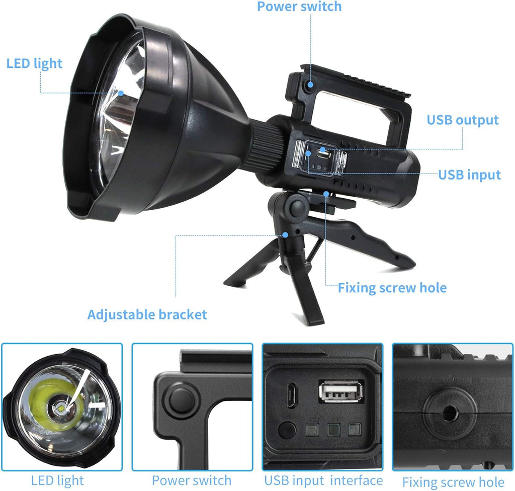 Rechargeable LED Spotlight Flashlight 90000 Lumens with Tripod L43385