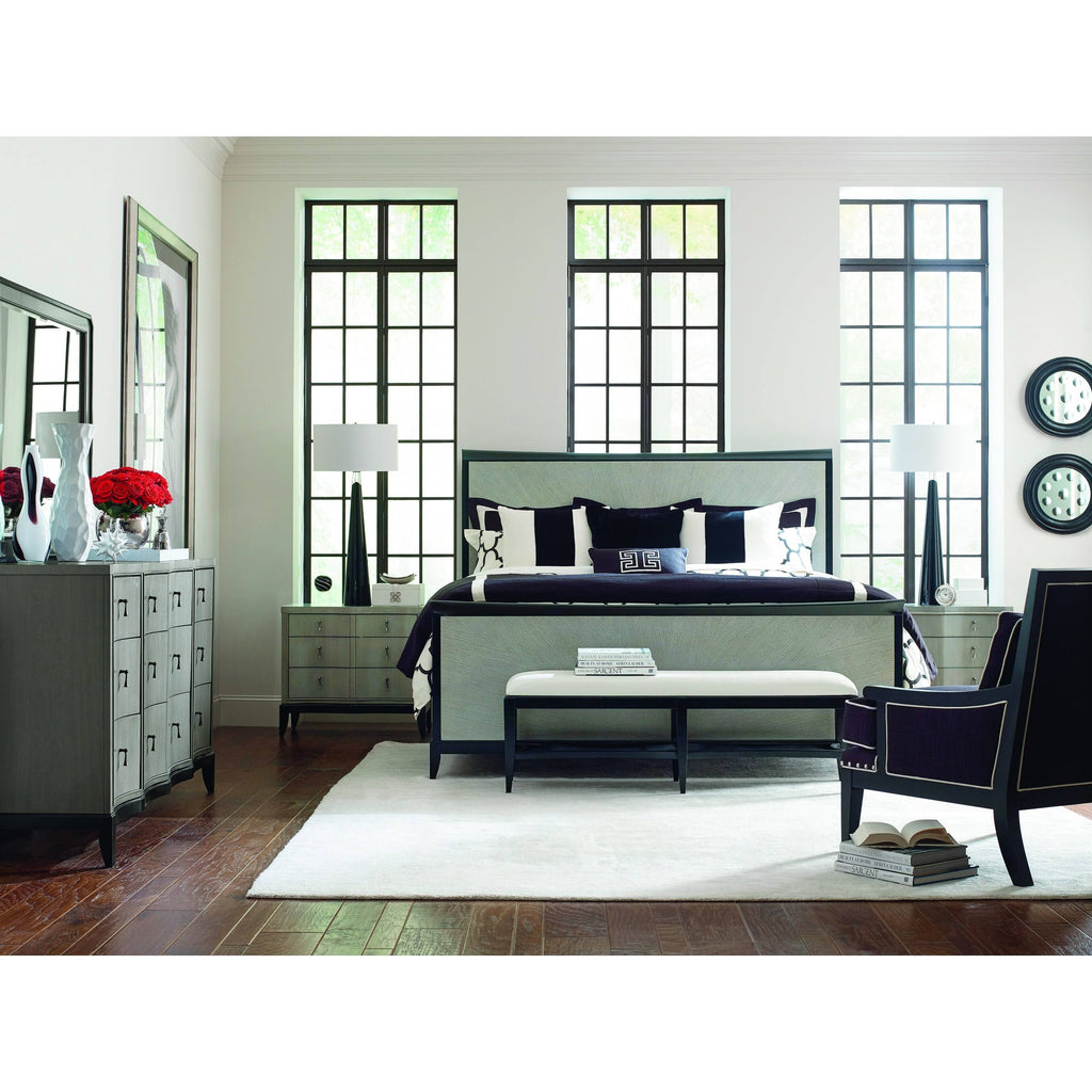 3 Drawer Night Stand in Platinum & Black Tie Wood I438