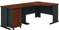Corner Desk with Mobile File Cabinet in Pewter and White T9218