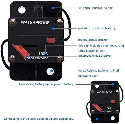 100 Amp Circuit Breaker 30A-300A with Manual Reset Waterproof Inline Fuse O1499