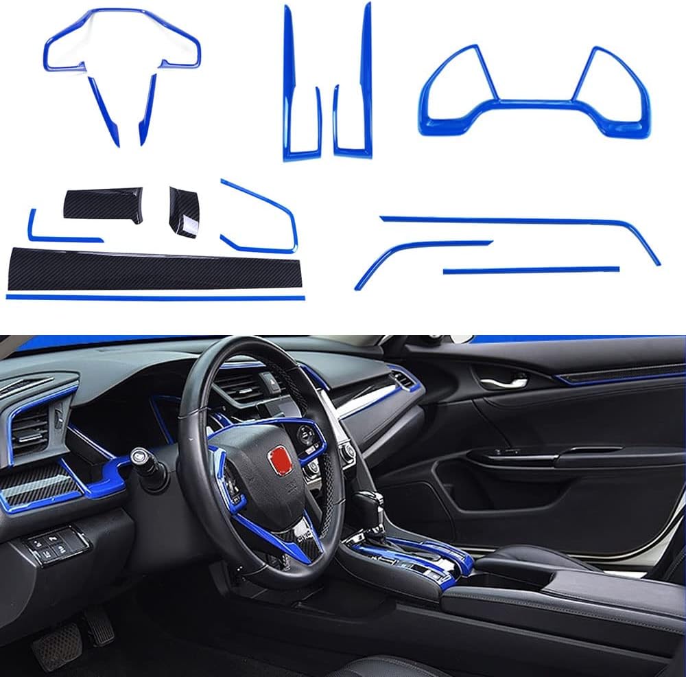 ABS Carbon Fiber Grain Console Center Dashboard Cover and Gear Box Steering Wheel Trims 15pcs red U882884