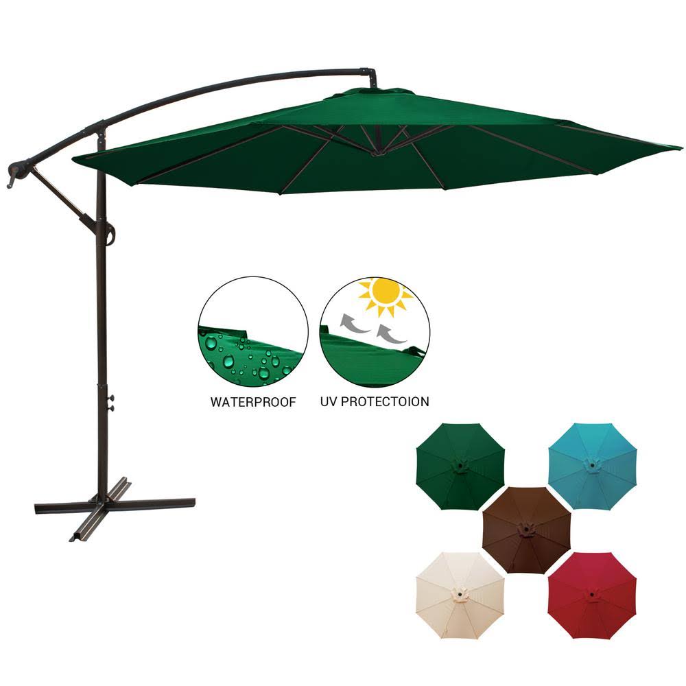 Dark Green Round Steel Cantilever Patio Umbrella D4043