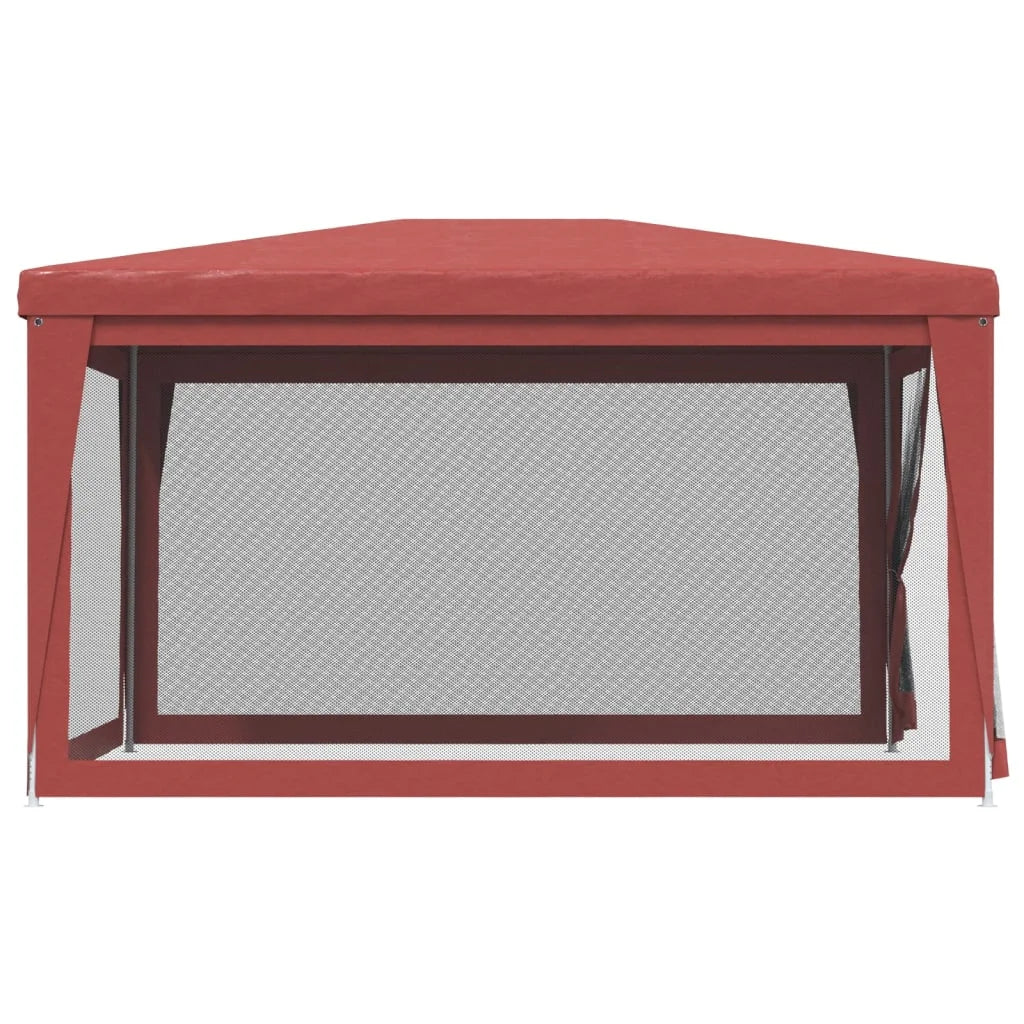 Party Tent with 4 Mesh Sidewalls Red 9.8'x13.1' HDPE J344