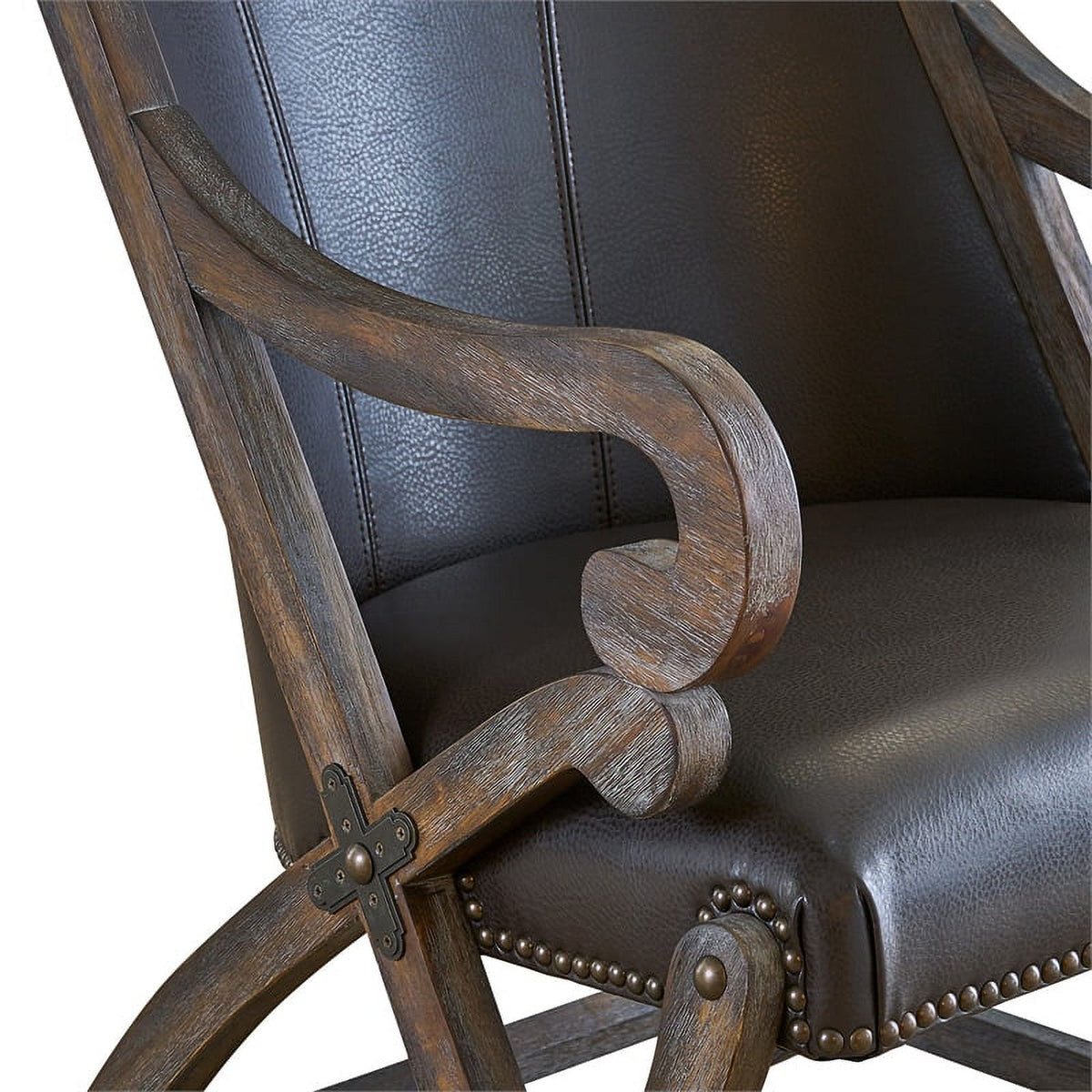 Gray Leather Chair & Ottoman Set B876