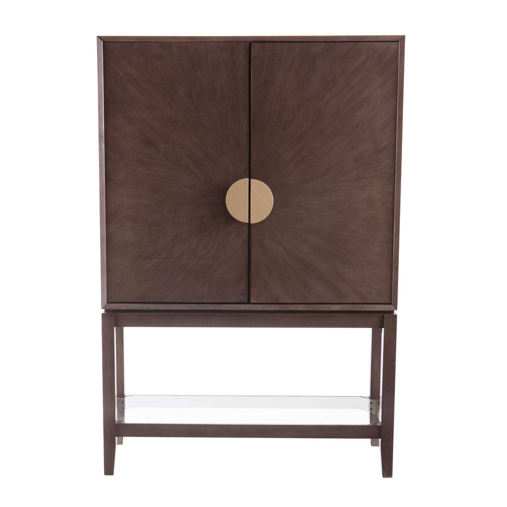 Brown and Beige 2-Door Storage Bar Cabinet H661