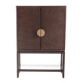 Brown and Beige 2-Door Storage Bar Cabinet H661
