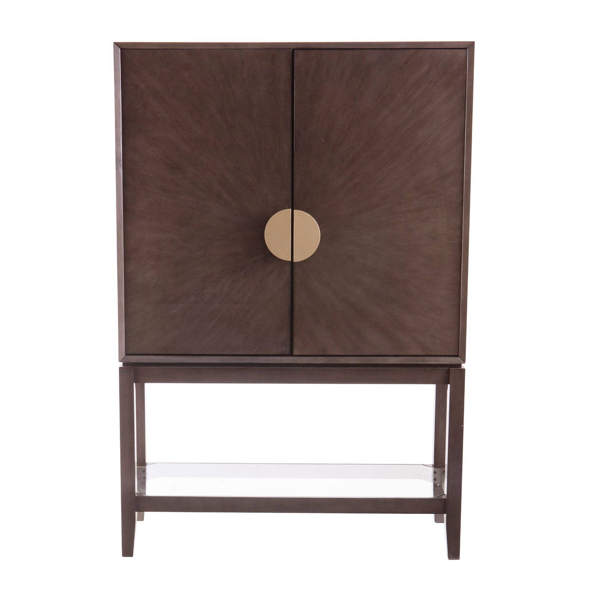 Brown and Beige 2-Door Storage Bar Cabinet H661
