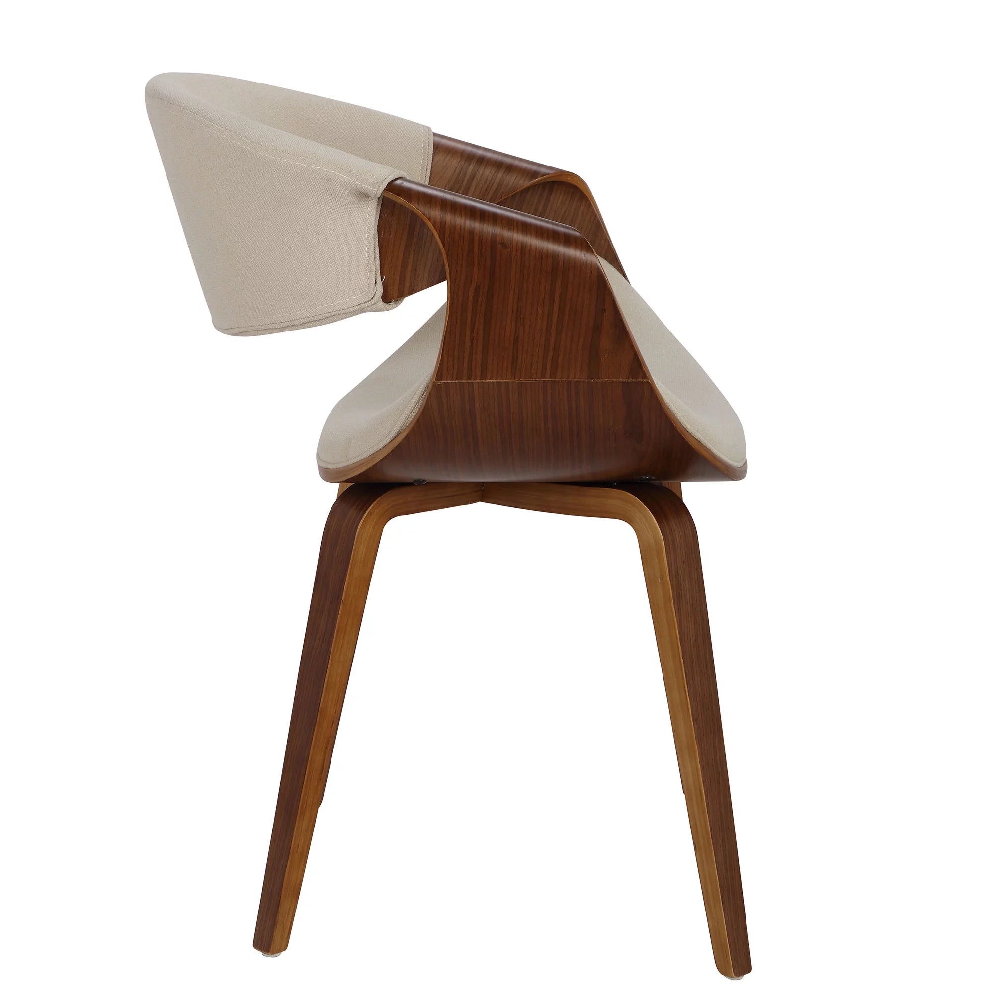 Walnut and Cream Fabric Dining Chair O11866