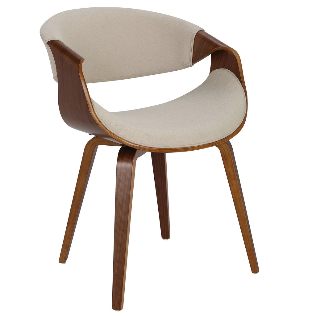 Walnut and Cream Fabric Dining Chair O11866