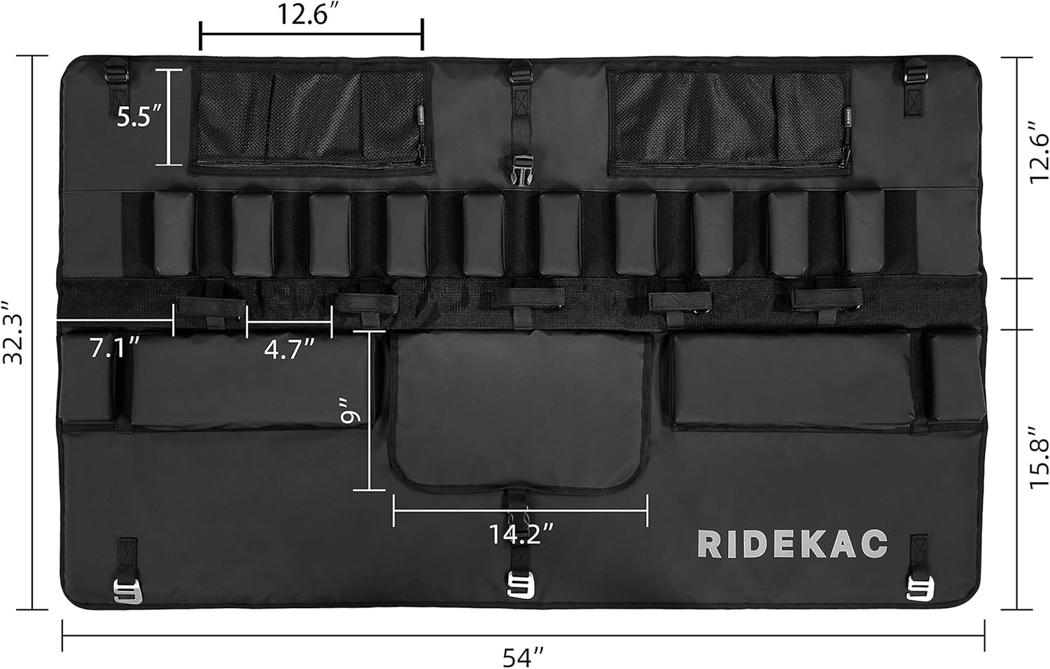 Bike Tailgate Pad with 2 Storage Pockets, Up to 5 Bike Capacity H326134