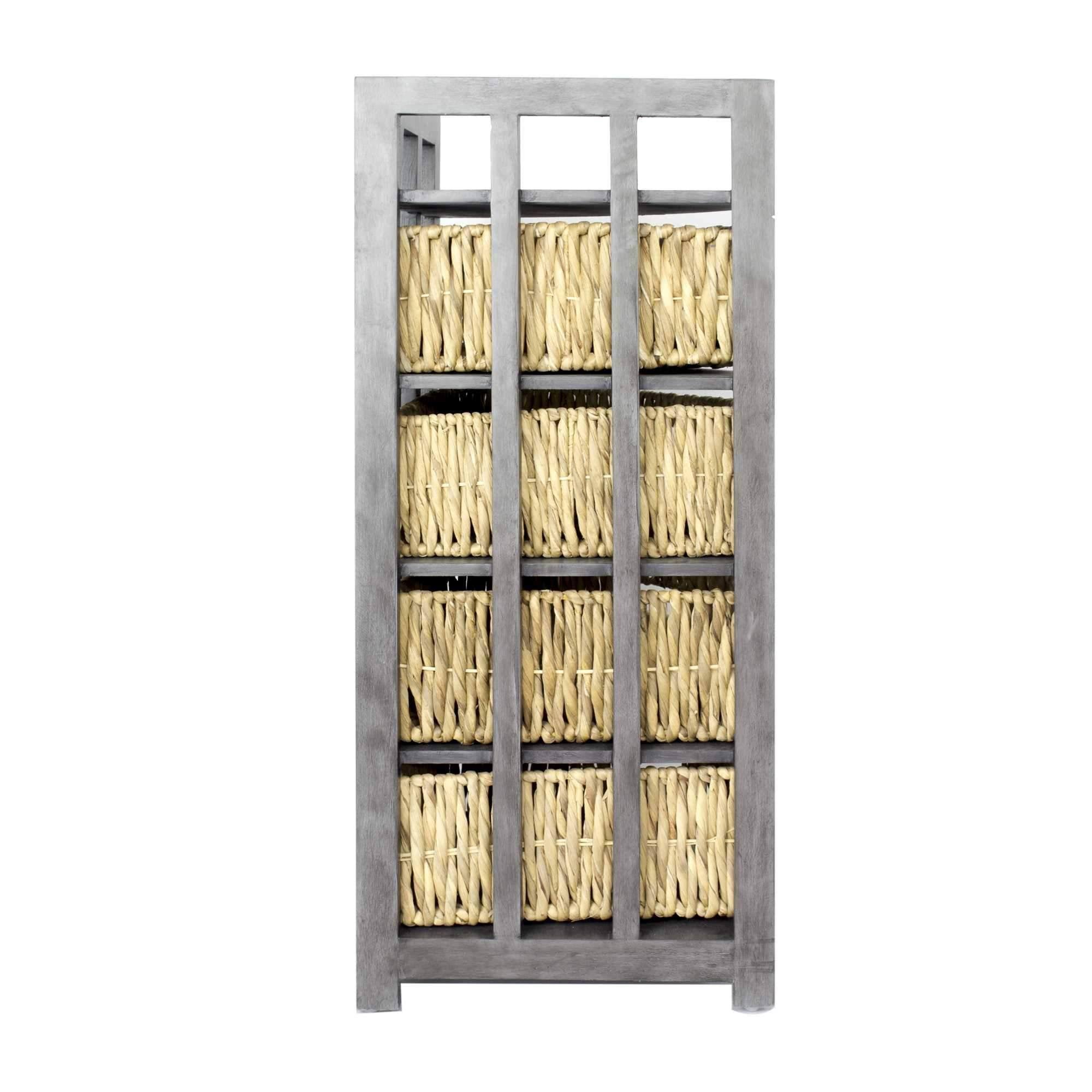 Brown Wood MDF Storage Cabinet with 4 Baskets S29652