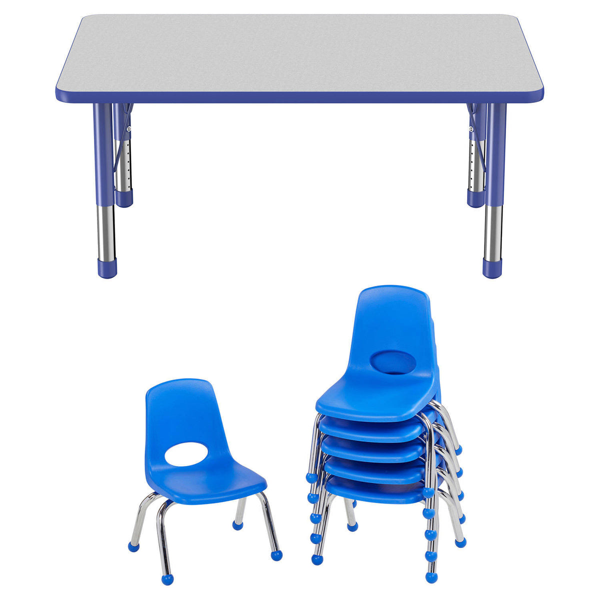 30in x 48in Rectangle Activity Table with 6 Stack Chairs S631335