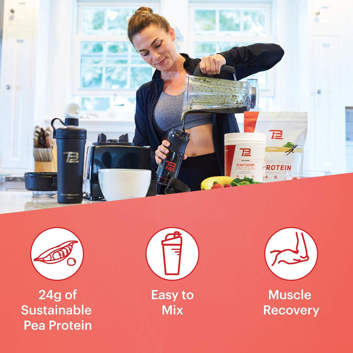 Vanilla Plant Based Pea Protein Powder, 18 Servings, Pack of 2 T8433