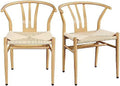 Black Rattan Metal Dining Chair with Hemp Seat Z3044