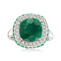 Emerald and White Topaz Ring in Sterling Silver A63804