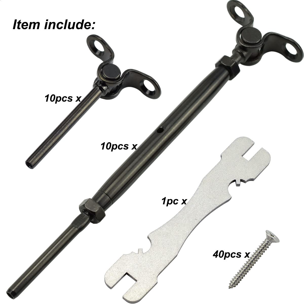 Black Cable Railing Hardware Kit, 10 Pairs B443180
