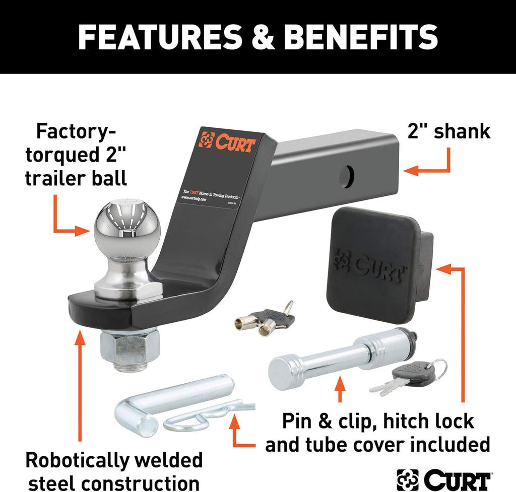 Trailer Hitch Mount, 2-Inch Ball, Lock, 7,500 lbs, Pack of 2 M447974