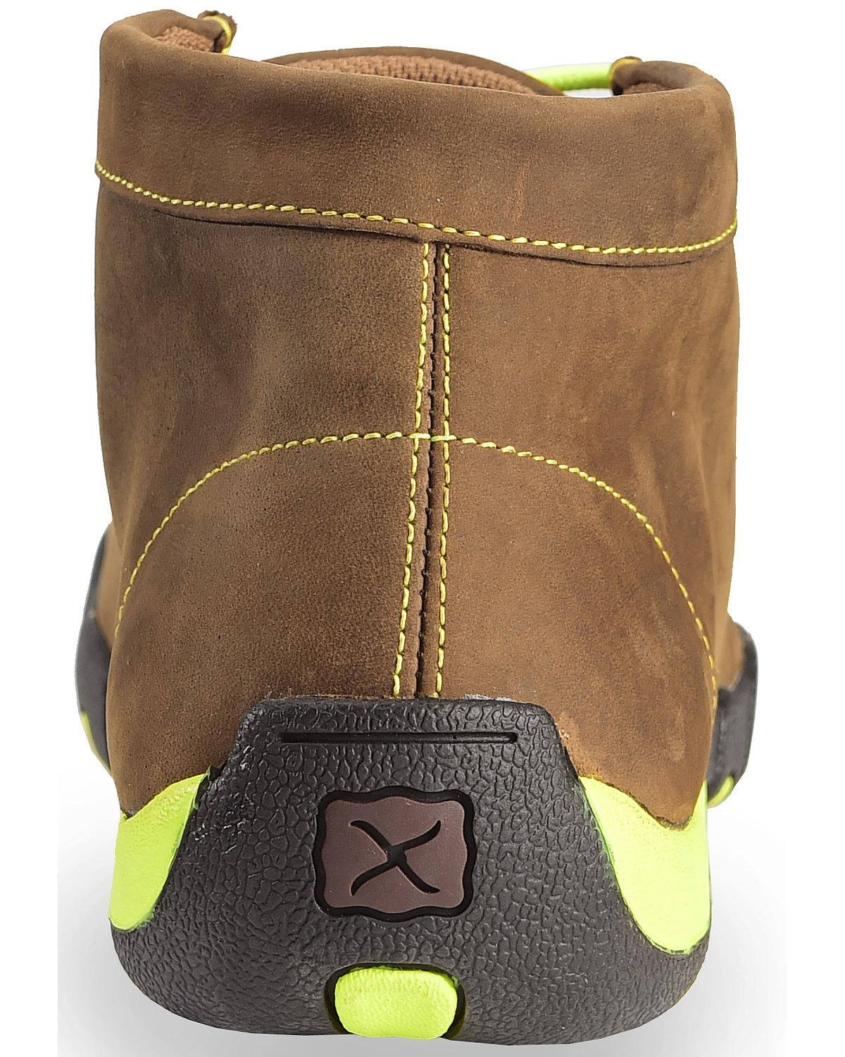 Distressed Saddle/Neon Yellow Leather Driving Moc R3841