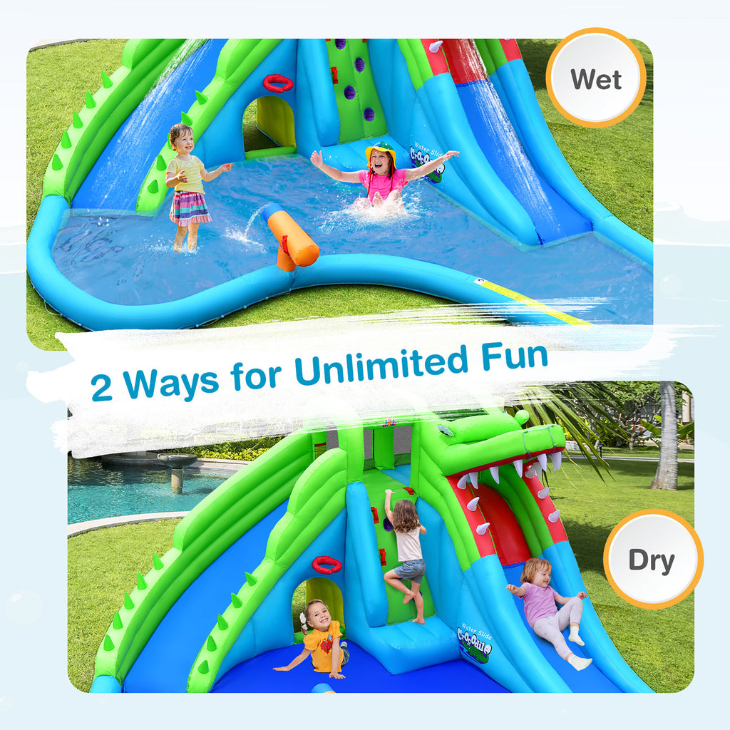Inflatable Kid Bounce House with Dual Slide and Splash Pool P869
