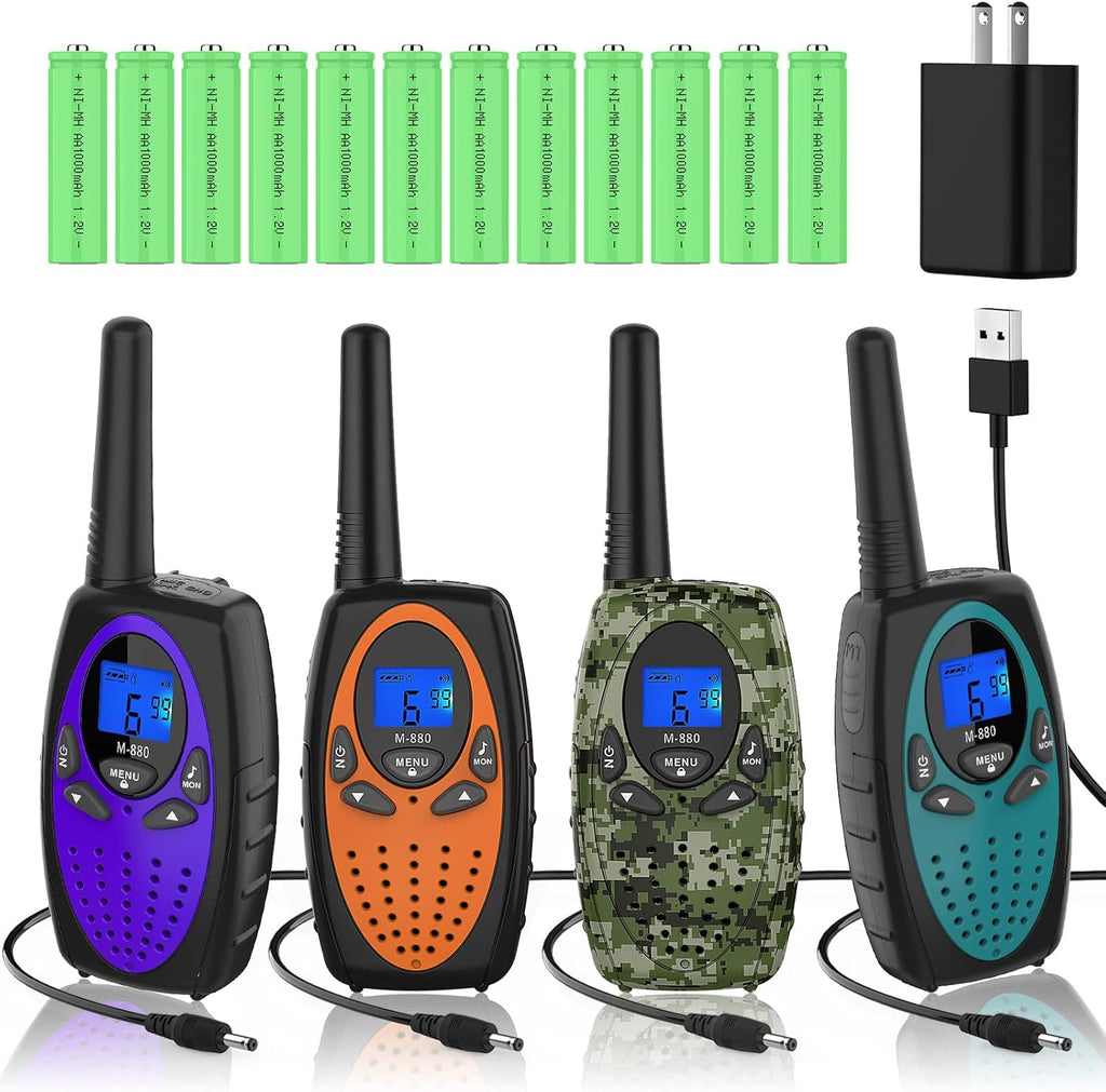 Rechargeable Walkie Talkie with 12 X 1000Mah Batteries and Charger, Two Way Radio Up to 3 Miles R61197