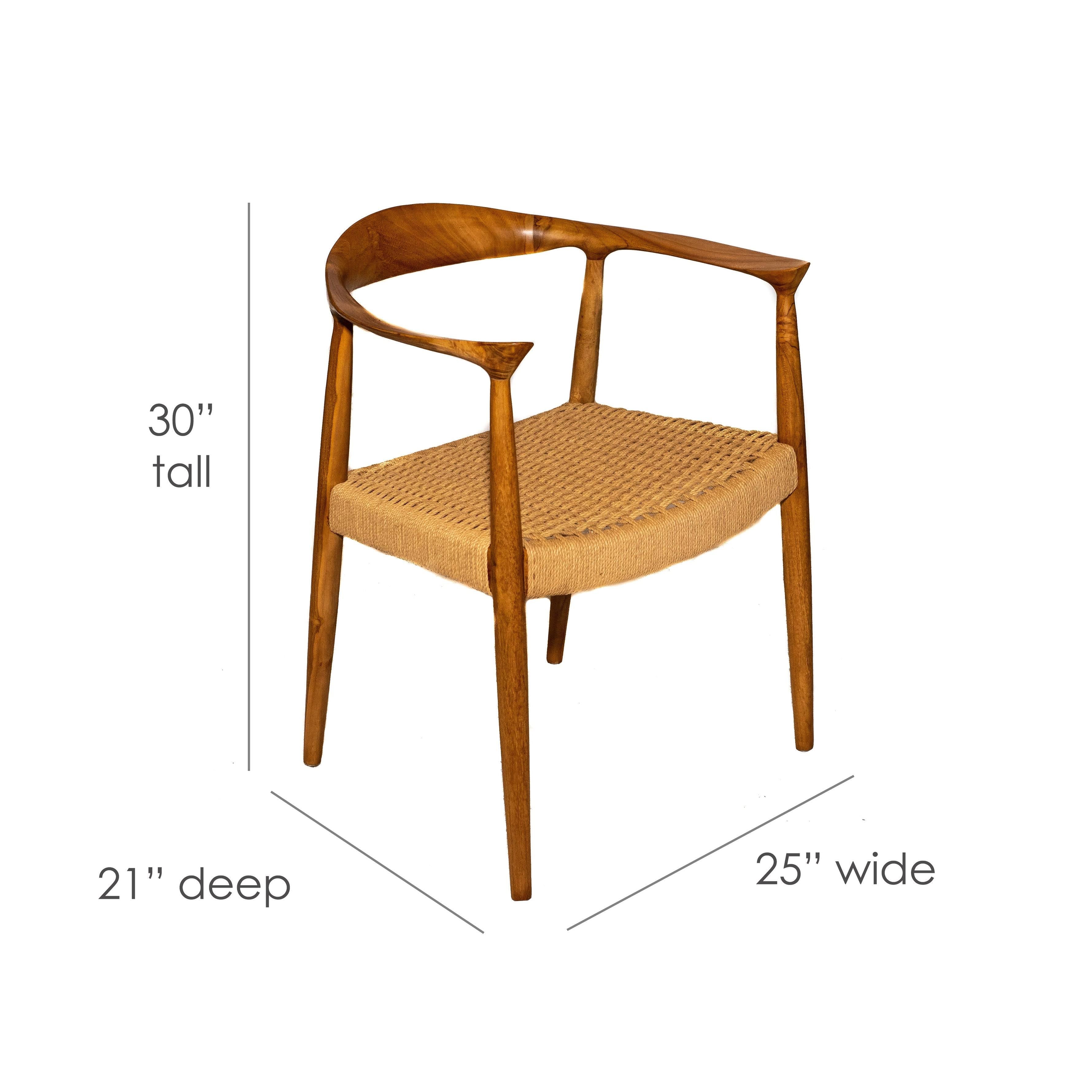 Natural Teak Wood Arm Chair with Rattan Seat K689