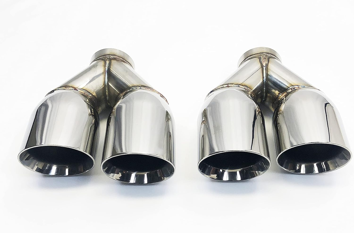 3.50" Outlet 9.50" long 2.50" Inlet Weld On Dual Slant Stainless Exhaust Tip E935147