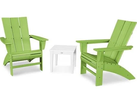 3-Piece Curveback Adirondack Chair Set in Sunset Red / White A307