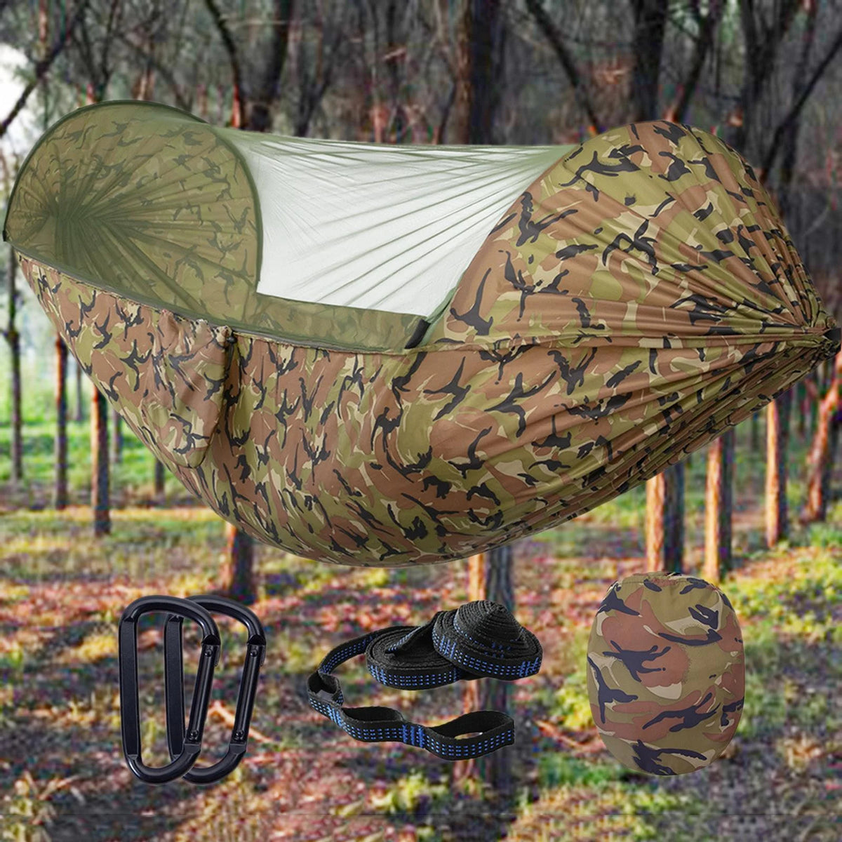 Large Camping Hammock with Net Lightweight Polyester Hanging Hammocks Tree Straps Swing Hammock Bed F848047