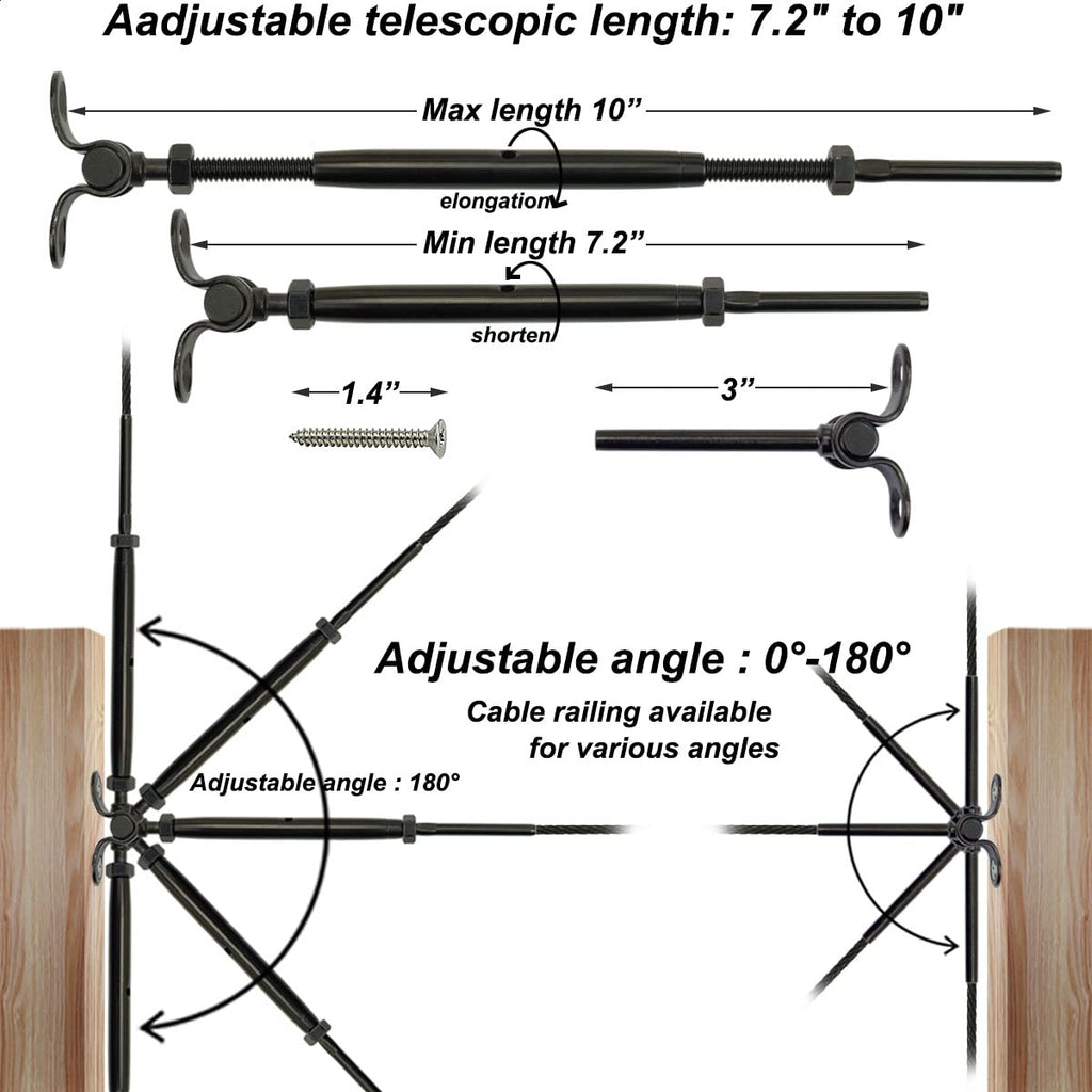 Black Cable Railing Hardware Kit, 10 Pairs B443180